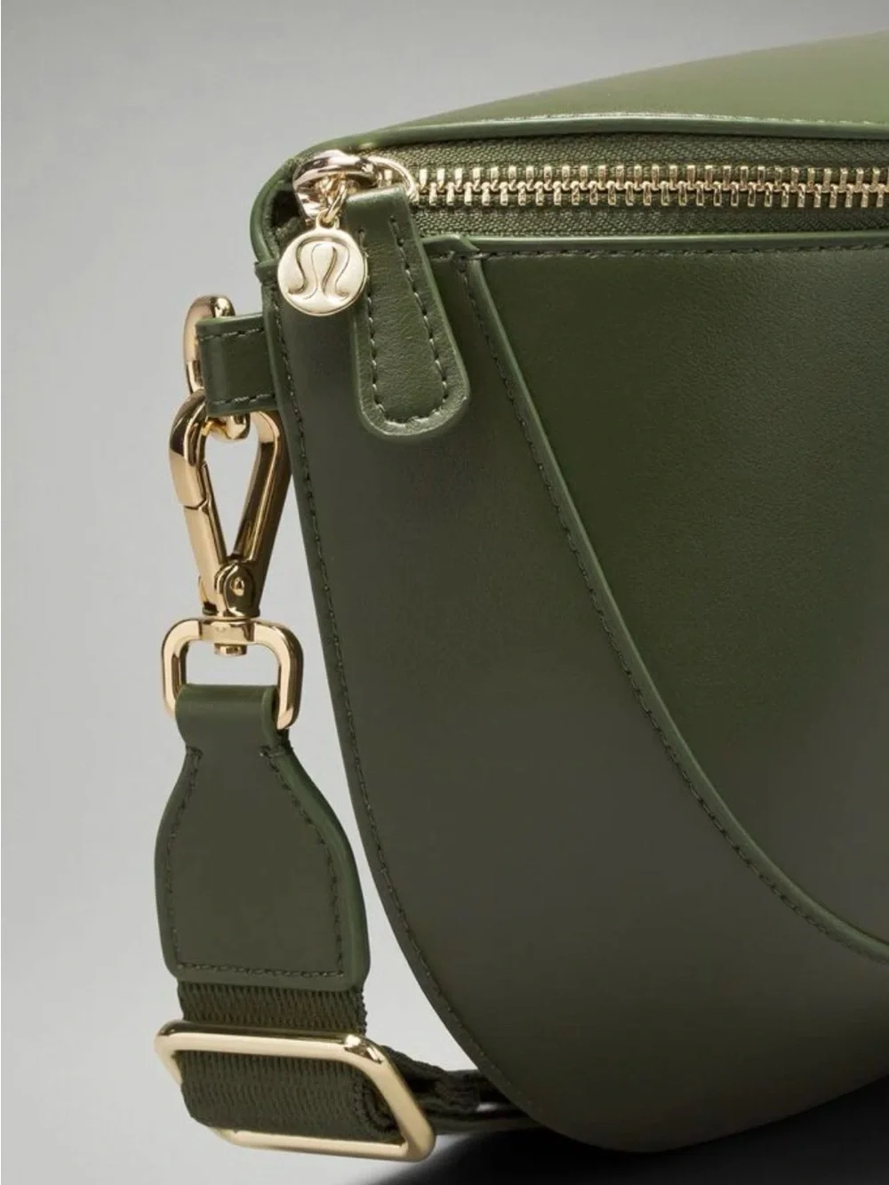 lululemon athletica Olive Green Crescent Crossbody with Gold Hardware